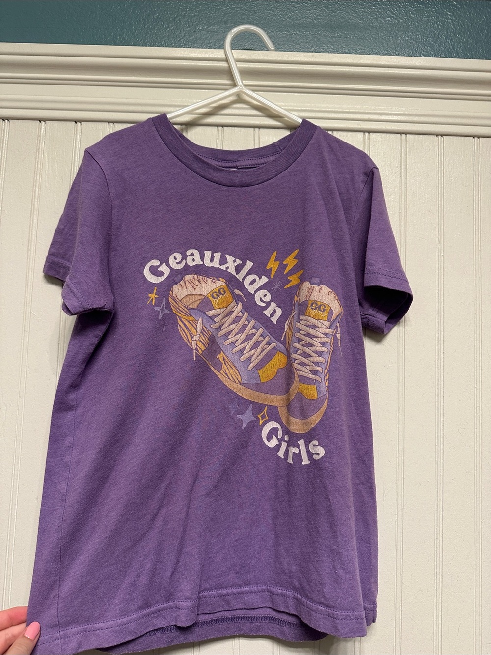 Kids Purple Graphic Tee with Sneaker Print - Unbranded